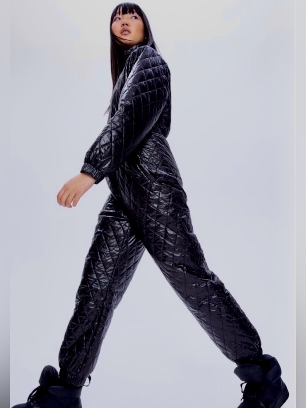 H&M Move Quilted Matte Black Women's Snow Ski Winter Jumpsuit